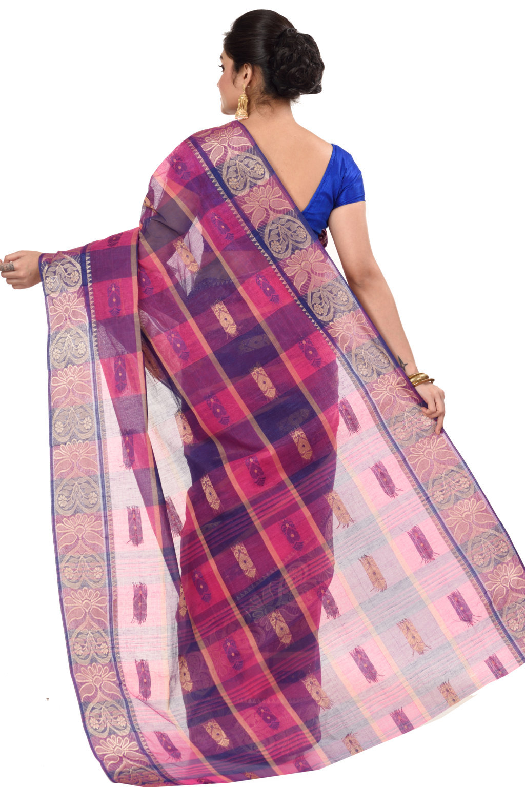 Pink Pure Cotton Krishnakali_Ankit Tant Saree (771)